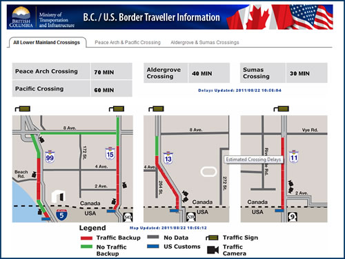 information on your border wait times
