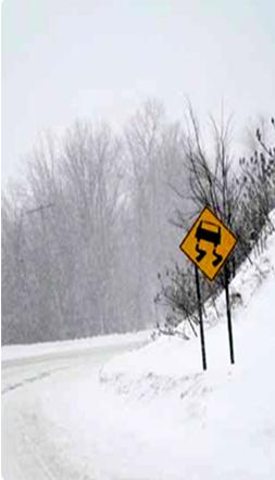 Think safety in snow road conditions