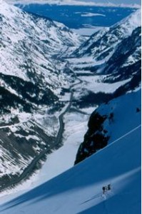 A View of Bear Pass on Highway 37A Avalanche hazard near Stewart, BC