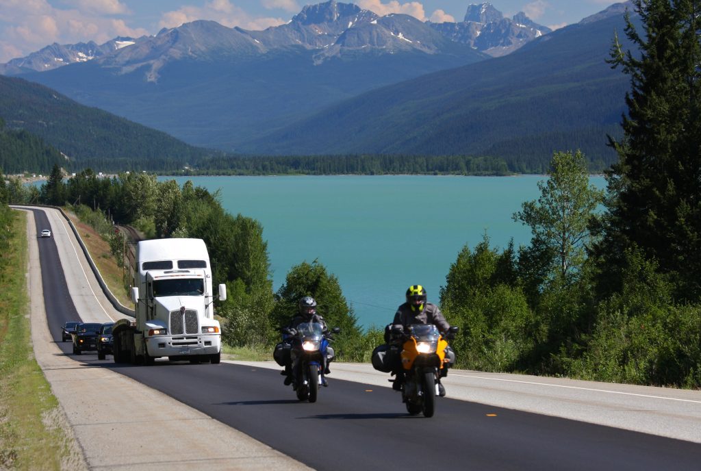 Motorcycles driving BC Highways