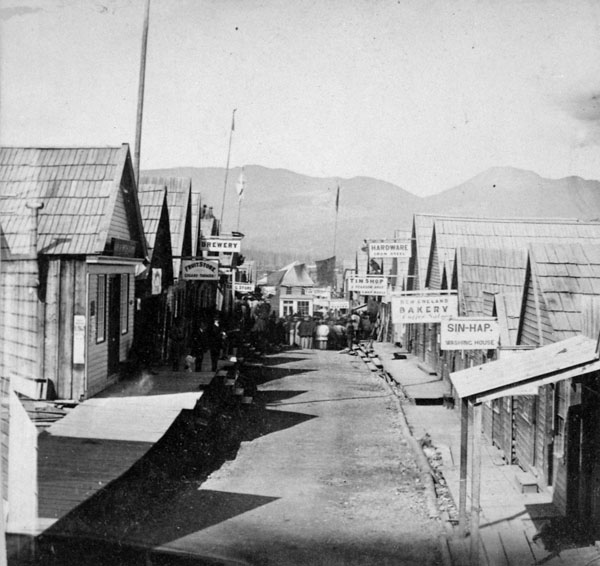 Main street of Barkerville in 1868