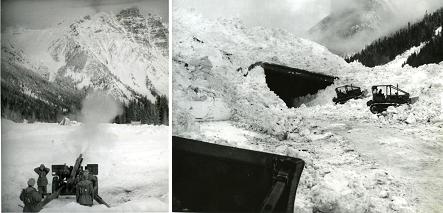 Howitzer Firing; Clearing snow around a snowshed after avalanche control.