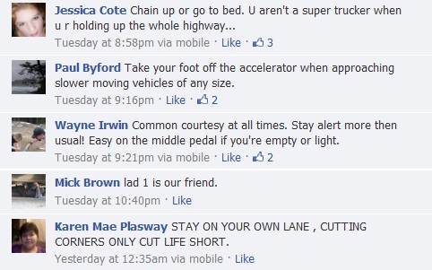 facebook comments on advice for new truck drivers