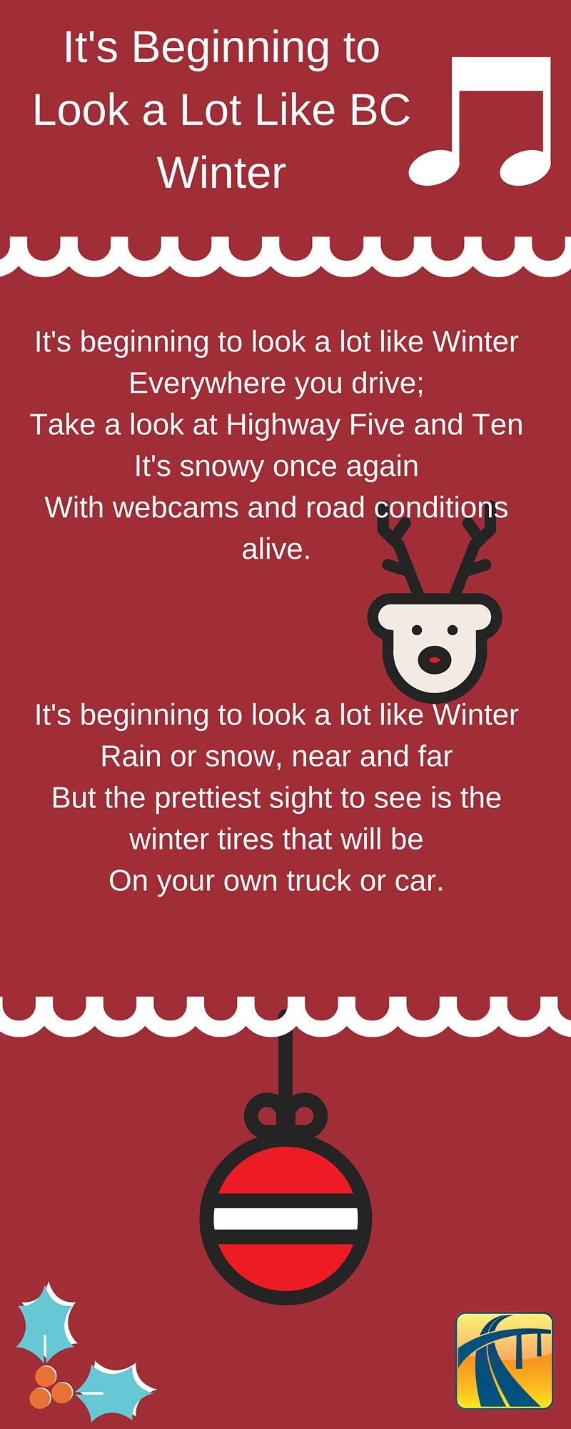 Beginning to Look a Lot like Christmas lyrics promoting highway safety