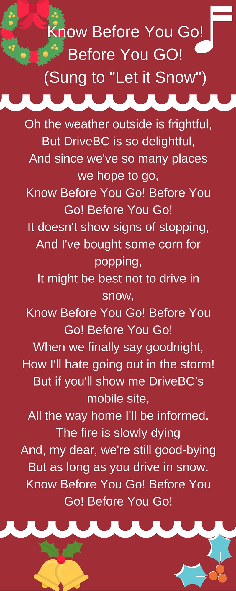 Let it Snow lyrics promoting DriveBC