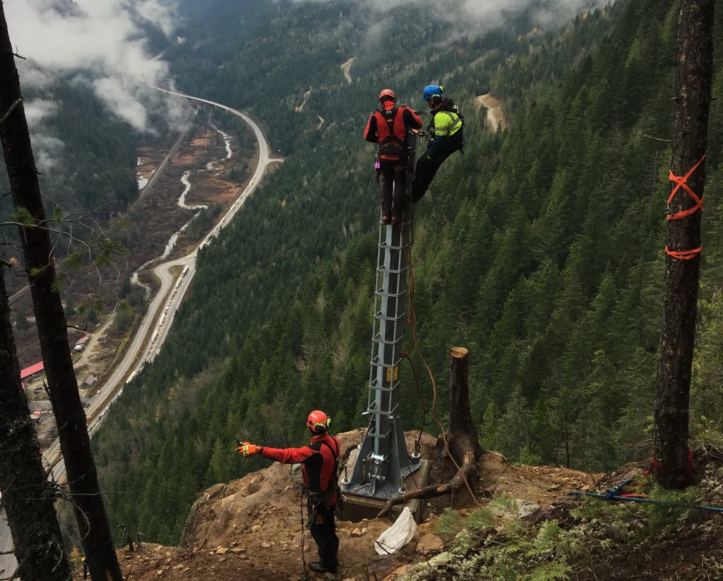 avalanche crews setting up Remote Avalanche Control System, or RACS,