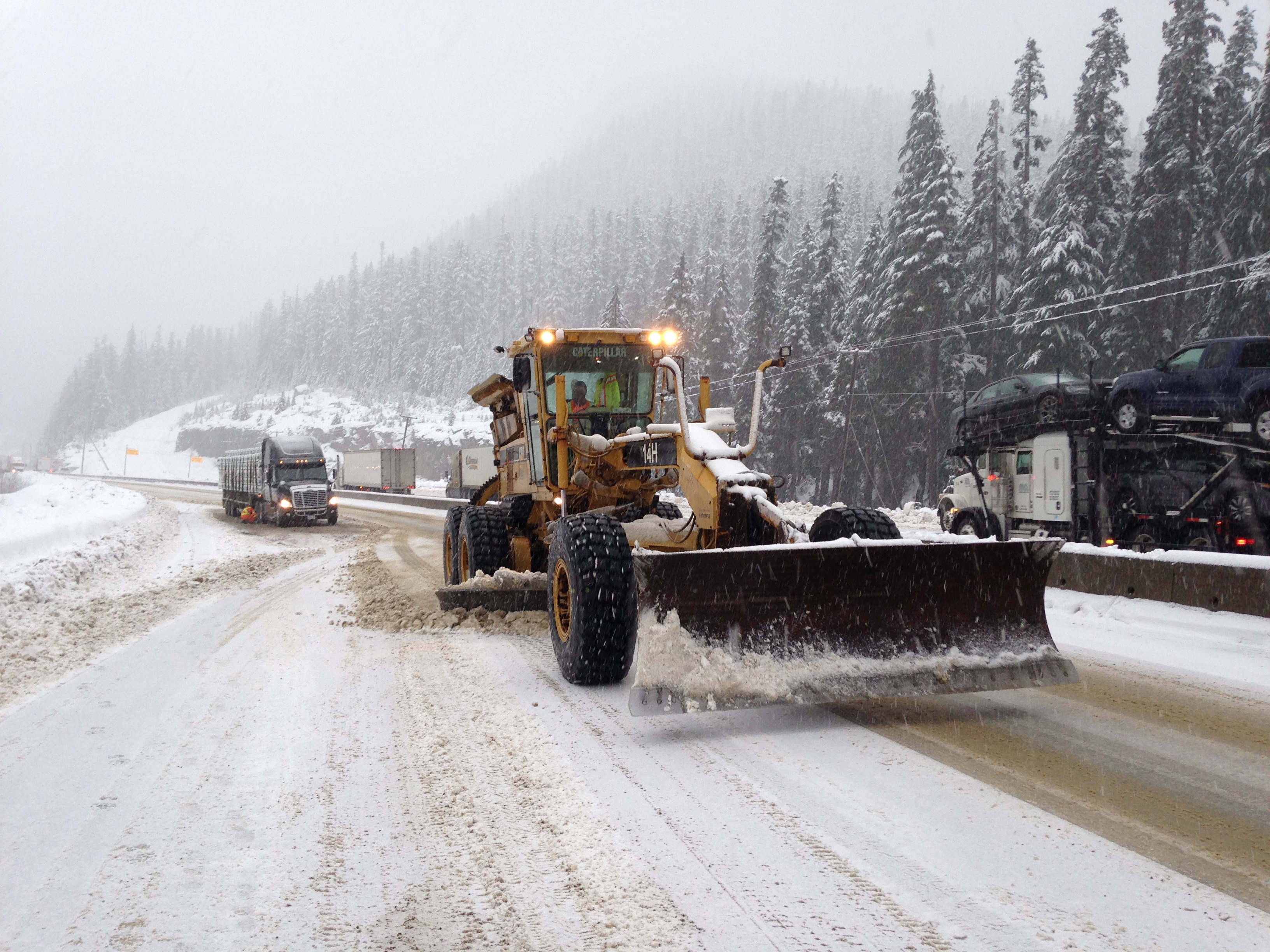 Maintenance contractors clear highway ahead of commercial traffic