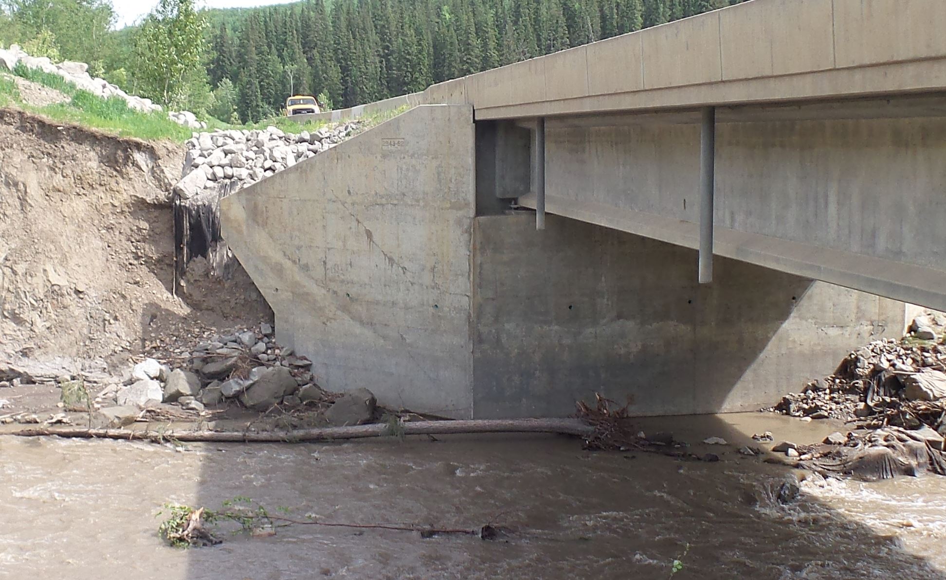 Scour and erosion St. John Creek Bridge