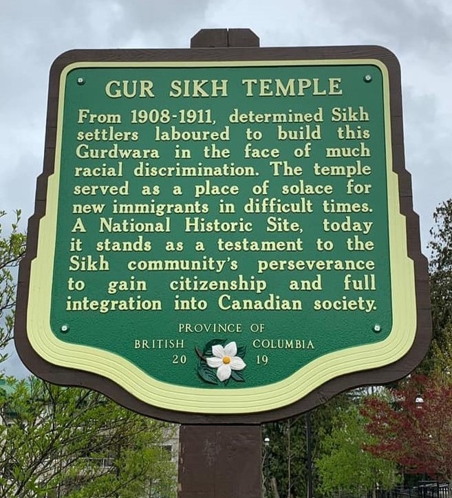 Gur Sikh Temple, BC Stop of Interest sign, Stop of Interest, Abbotsford BC