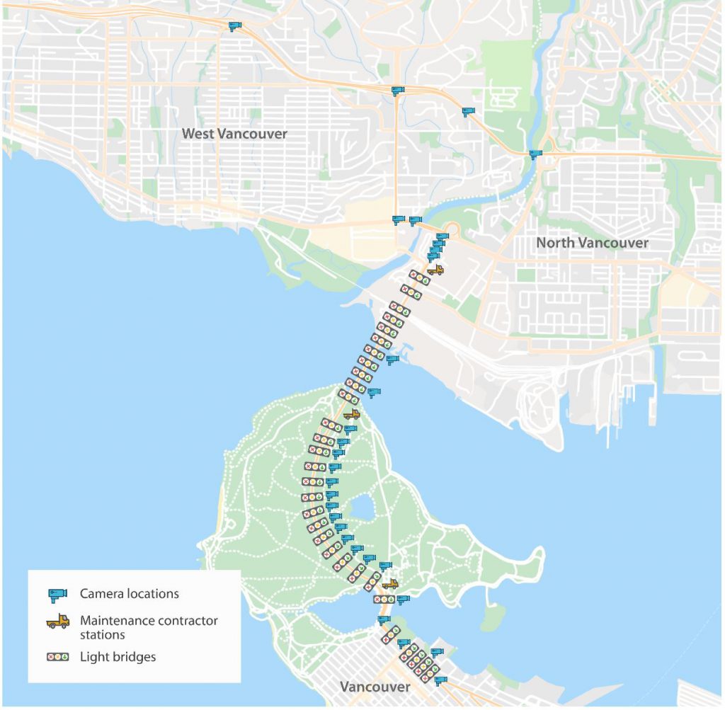 Lane control overview Lions Gate Bridge