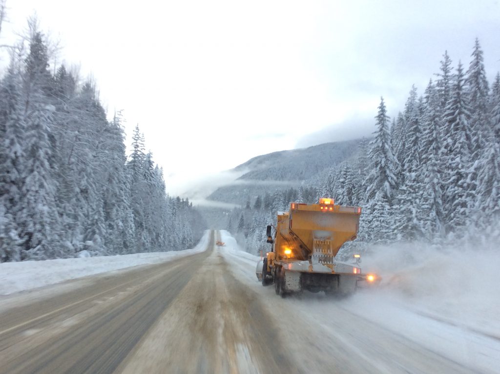 Snow plow on BC highway