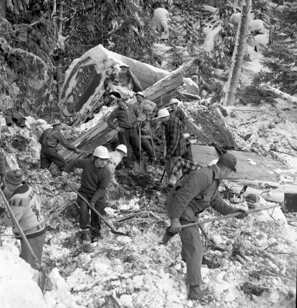 Search and rescue workers, BC RCMP, volunteers and local Highways Department staff combed the site for days to recover victims of the slide.