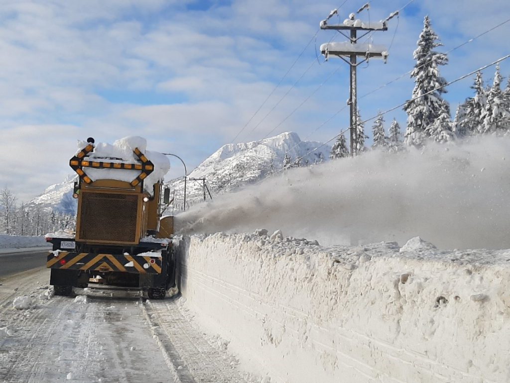 Yellowhead Road and Bridge clears snow on the Coquihalla after a record snowfall in December 2019