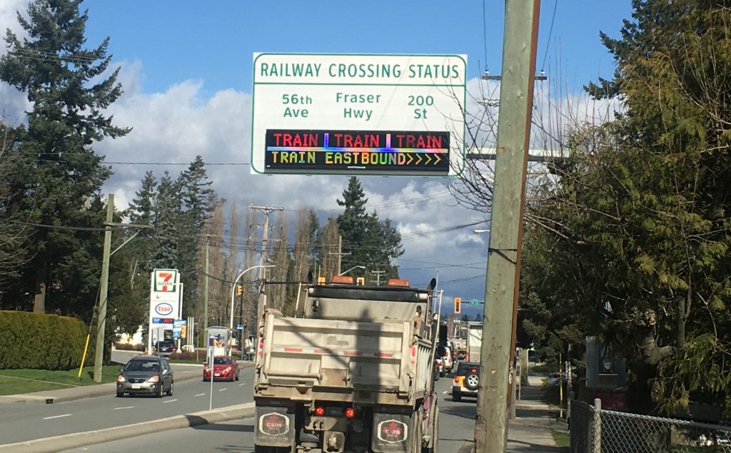 Railway Crossing Status sign in Surrey and Langley