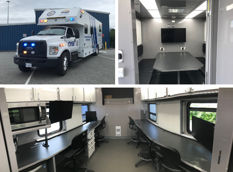 Exterior and interior of incident command vehicle