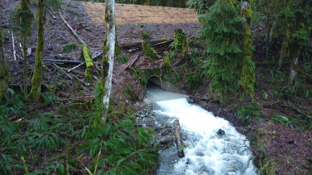 water flowing through culvert