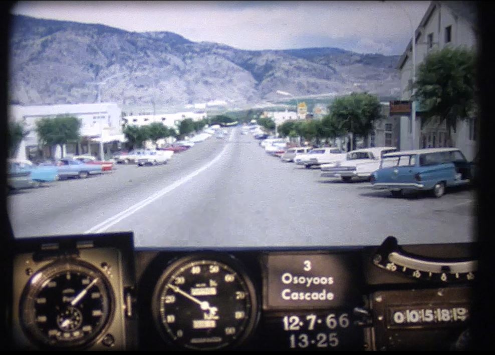 Downtown Osoyoos, looking like a cool vintage car lot, circa 1966