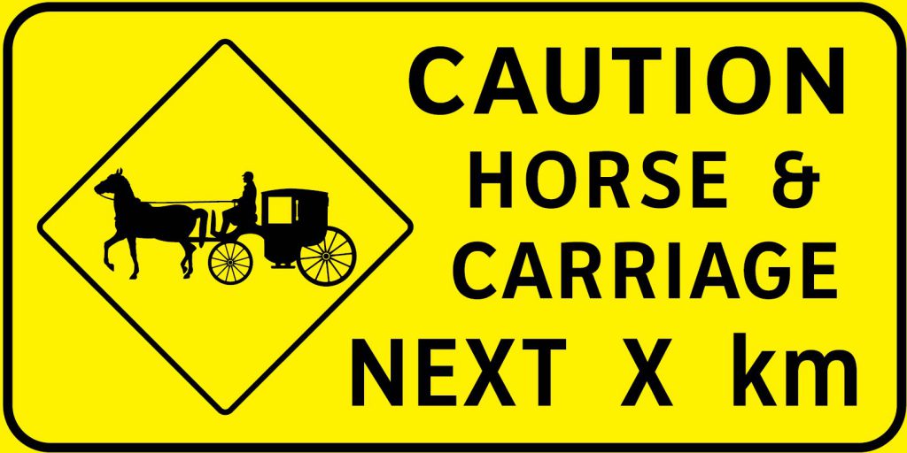 Horse and Carriage caution advisory sign