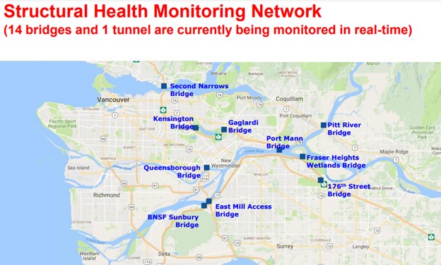 A snapshot of the Structural Health Monitoring System map