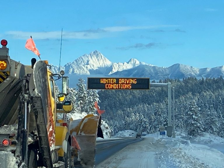 snow plow and digital message sign