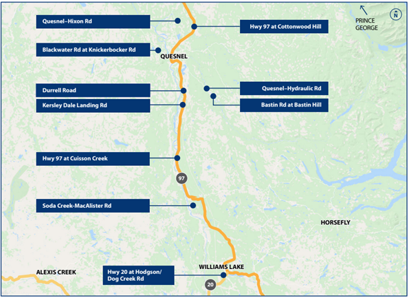 Cariboo Road Recovery Projects where historic slides have reactivated.