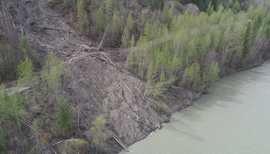 Section of Quesnel-Hydraulic Road buried by slide.