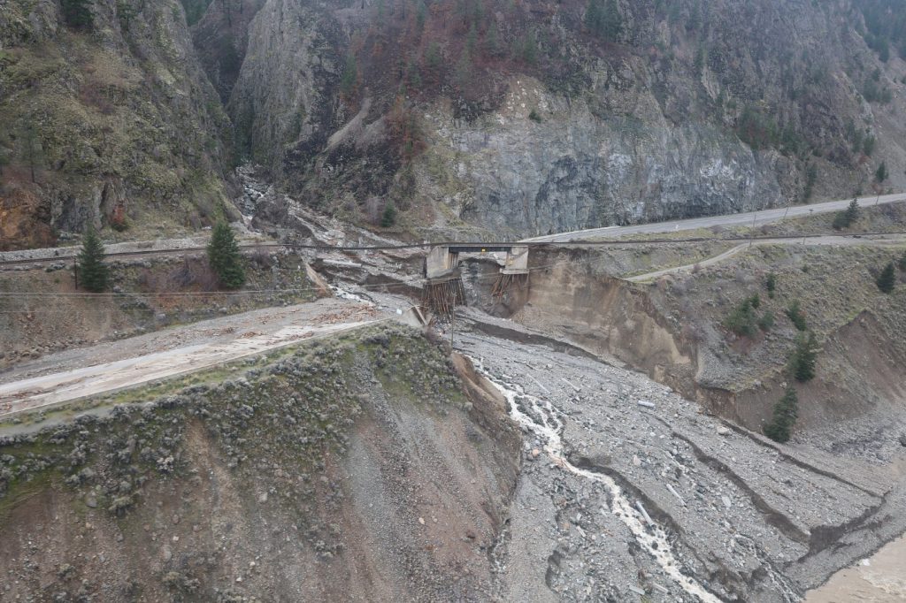 The scale of damage is clear in this image of Highway 1 at Tank Hill Underpass, November 2021