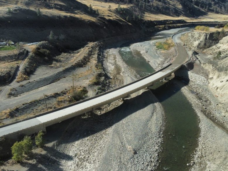 New bridge installed on BC Highway 8 following damage from November 2021 Atmospheric River event.