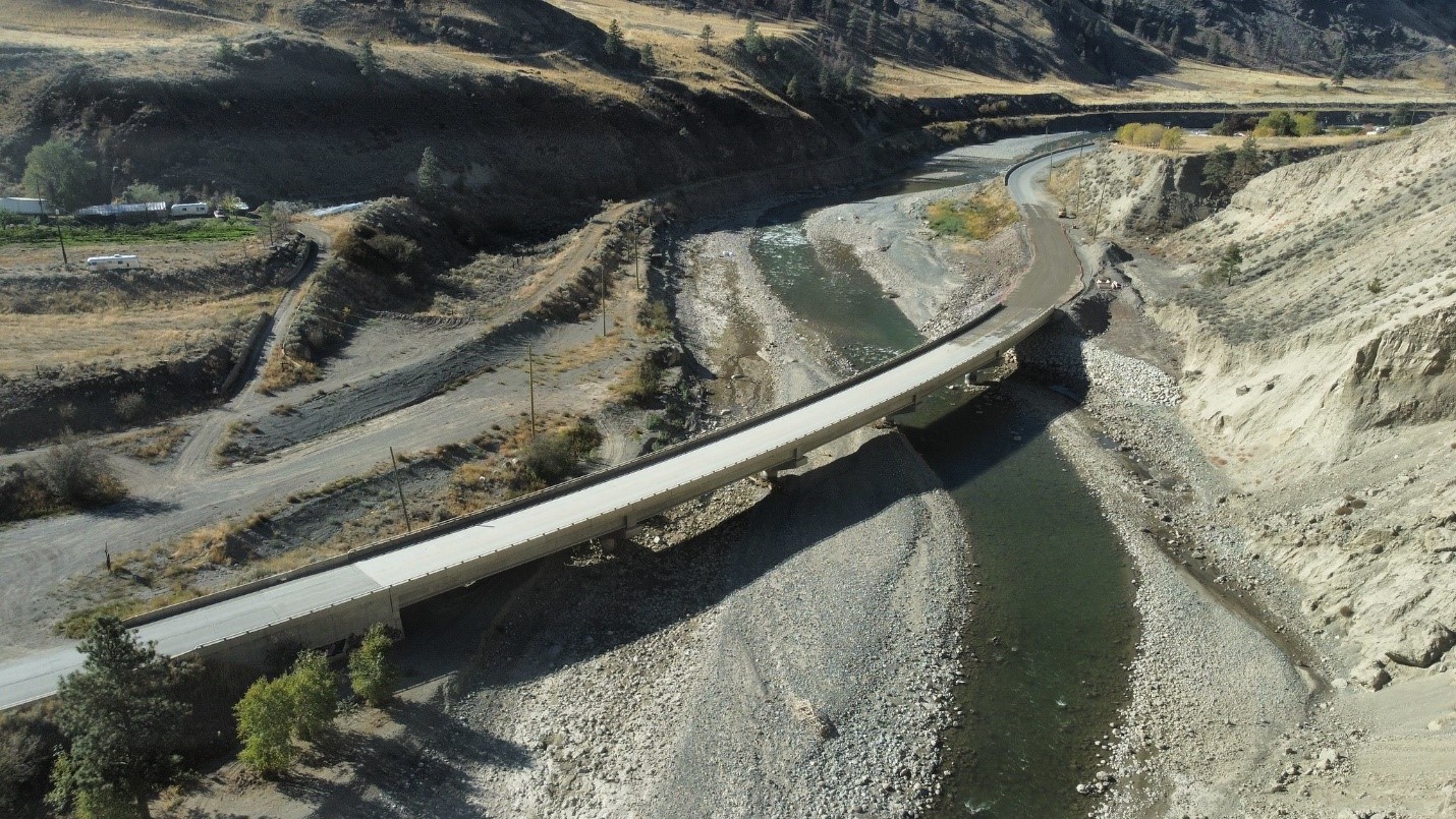 New bridge installed on BC Highway 8 following damage from November 2021 Atmospheric River event.