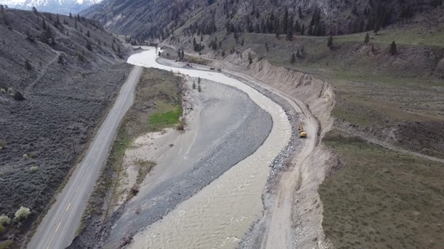Damage and repairs underway on BC Highway 8 following the November 2021 Atmospheric River event