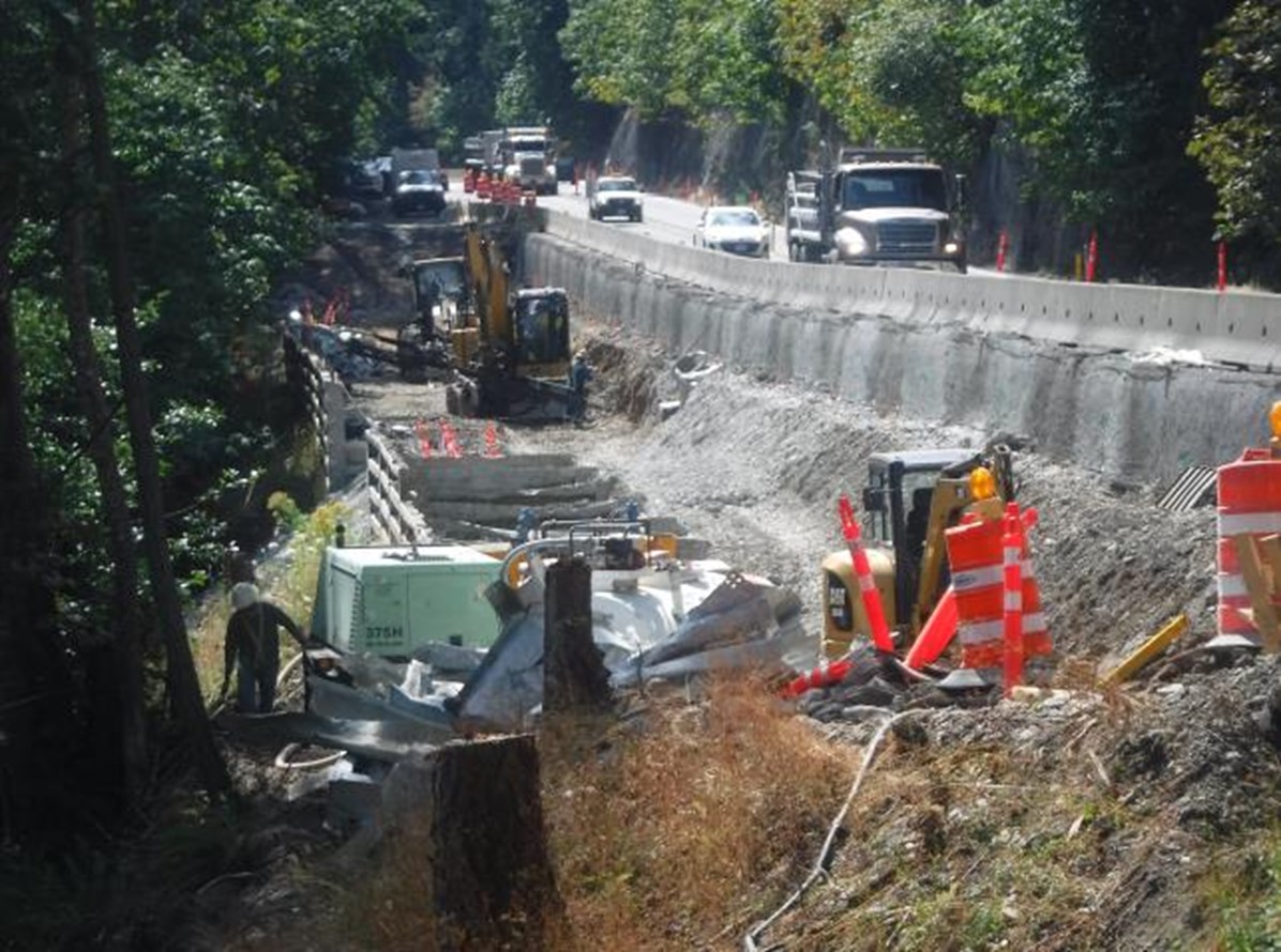 Repairs underway on BC Highway 1 Malahat following damages from the November 2021 Atmospheric River 