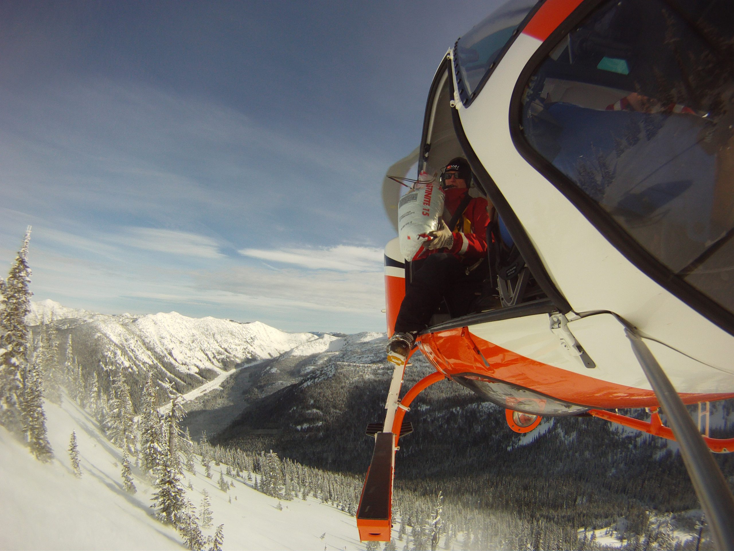 Helicopter bombing in Kootenay Pass. 